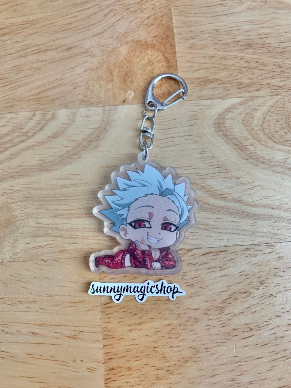 Seven Deadly Sins Anime Acrylic Keychain Ban White Hair Red Clothes Immortal